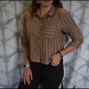 Brown Cropped Burton Up Striped